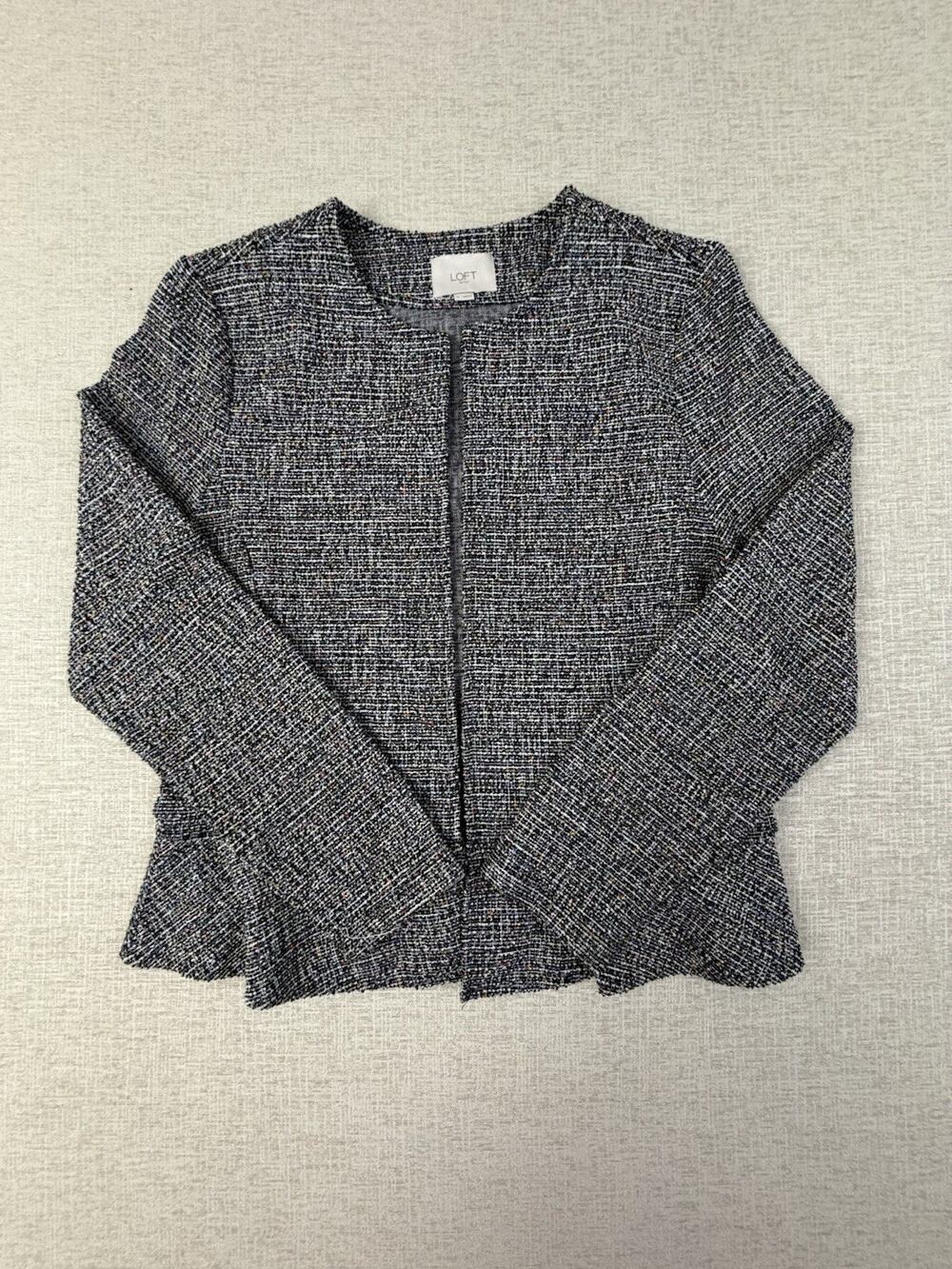 LOFT Outlet Women’s M Black White Tweed Knit Peplum Blazer Jacket
